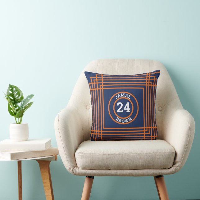 Coussin bleu et orange (Chaise)