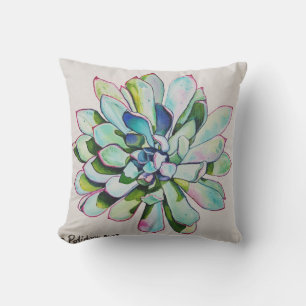 Coussin bleu et rose Cactus