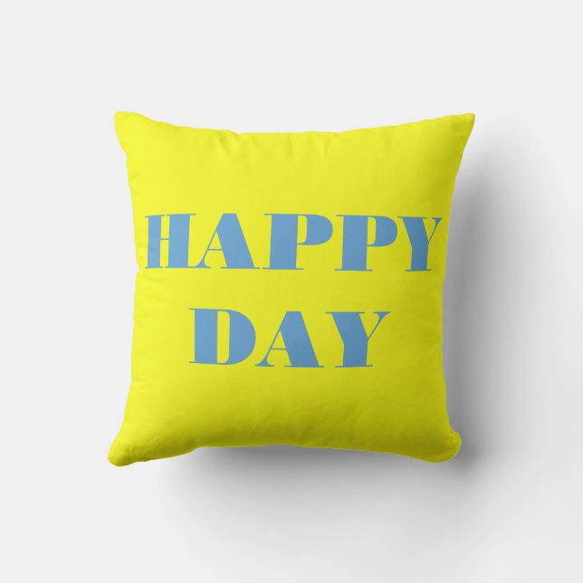 Coussin Bleu Et tournesol jaune Joyeux Jour (Verso)