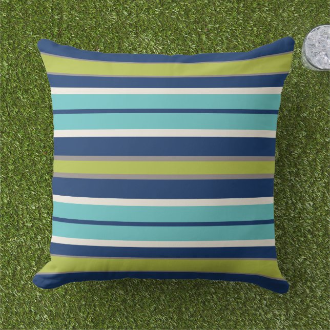 Coussin Bleu et vert de la marine moderne (Herbe)
