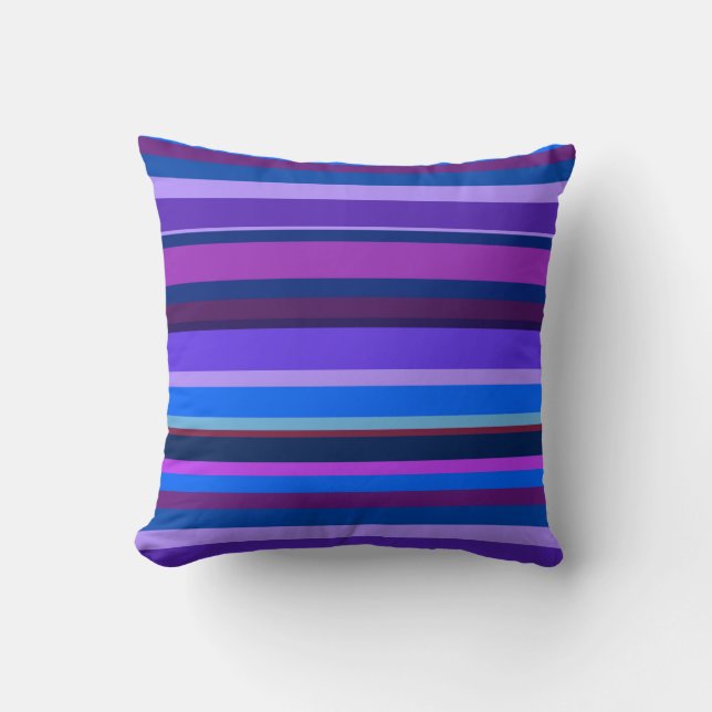 Coussin Bleu et violet bandes horizontales (Recto)