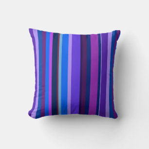 Coussin Bleu et violet bandes verticales