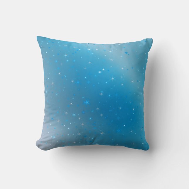 Coussin Bleu étincelant Violet et étoiles d'argent Jetez l (Recto)