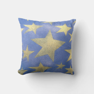 Coussin Bleu étoilé et or