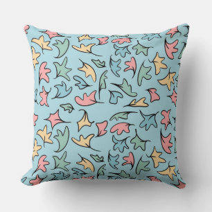 Coussin Bleu Feuille Pastel