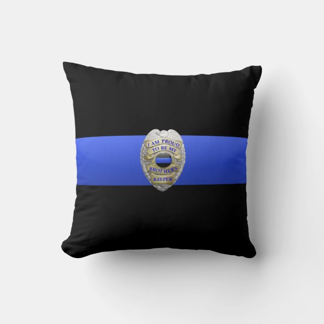 Coussin Bleu fin Brothers Keeper Badge (Recto)