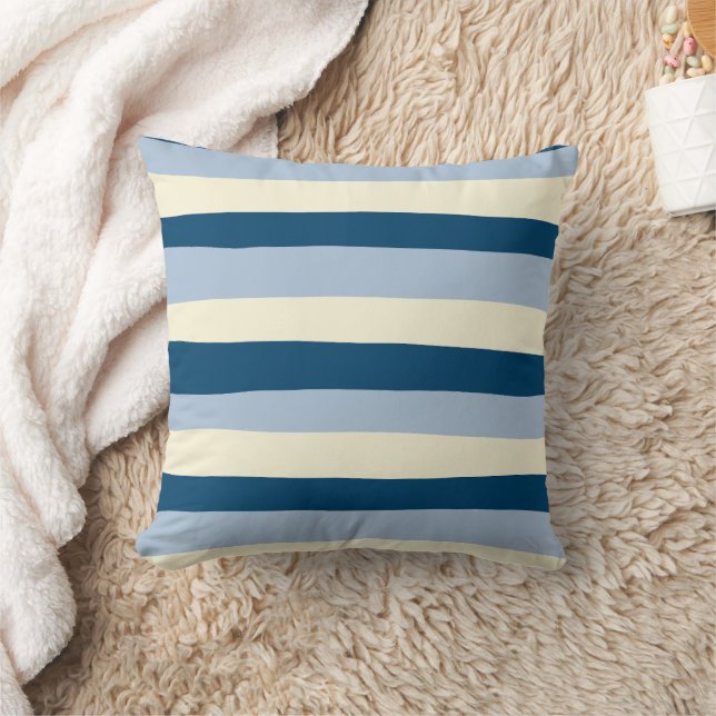Coussin Bleu foncé, Bleu clair et Crème (Couverture)