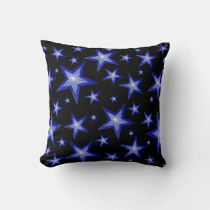 Coussin Bleu foncé Etoiles Noir 'Texte' carré bleu dos