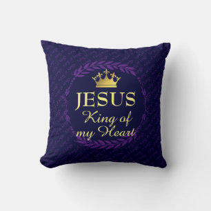 Coussin Bleu Foncé ROI DE MON COEUR Noël JESUS