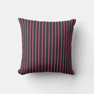 Coussin Bleu Foudre, Rose Profond Et Rayures Gris Foncé