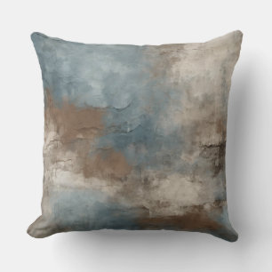Coussin Bleu Fumé Brown Beige Rustique Abstrait