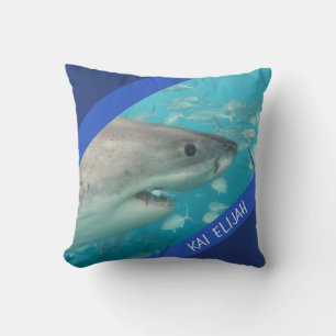Coussin Bleu Grand requin blanc sous l'eau Australie