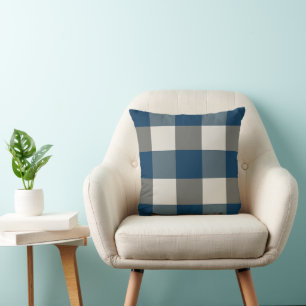 Coussin Bleu Gris Blanc Plaid Buffalo pour une Création de