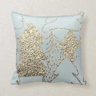 Coussin Bleu gris de parties scintillantes de Champagne