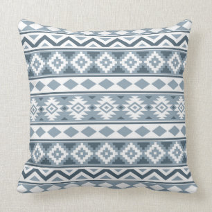 Coussin Bleu-Gris et blanc aztèques d'IIIb de motif