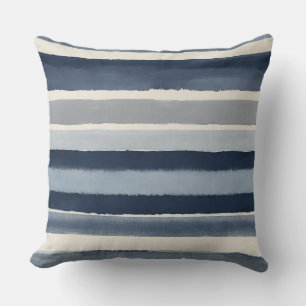 Coussin Bleu gris et blanc rayures