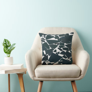 Coussin Bleu Gris Géométrique Moderne