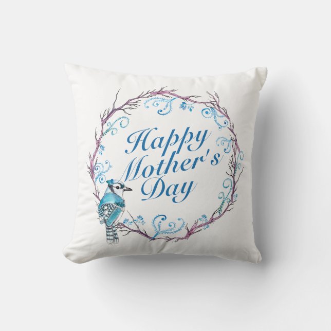 Coussin bleu heureux élégant de la guirlande | du (Recto)