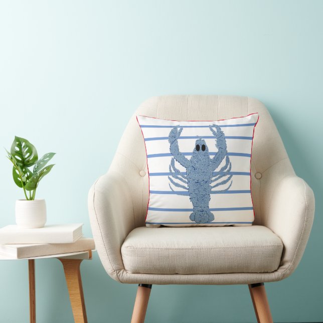 Coussin Bleu Homard Ginger Jar Jars Stripe (Chaise)