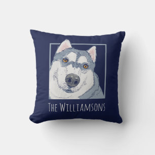 Coussin Bleu Husky customisé