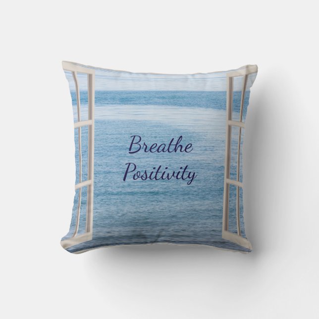 Coussin Bleu Inspiration Respiration Positivité (Recto)