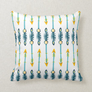 coussin bleu jaune chic de flèches de boho