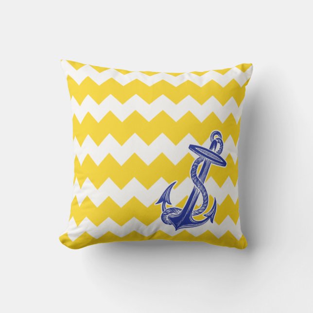 Coussin bleu jaune d'Ancre de Chevron (Recto)