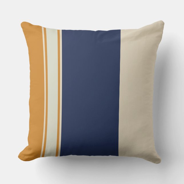 Coussin Bleu jaune et perles (Recto)
