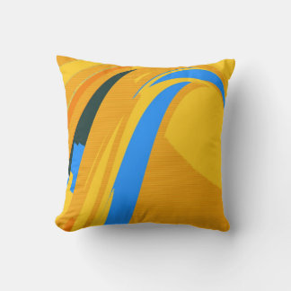 Coussin Bleu jaune rétro Art Déco Abstrait