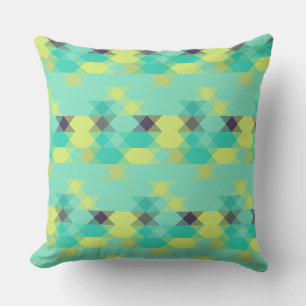 Coussin bleu jaune turquoise jaune et aqua