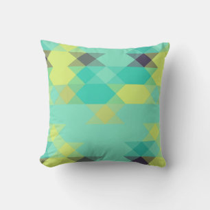 Coussin bleu jaune turquoise jaune et aqua