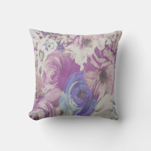 Coussin Bleu/lavande florale