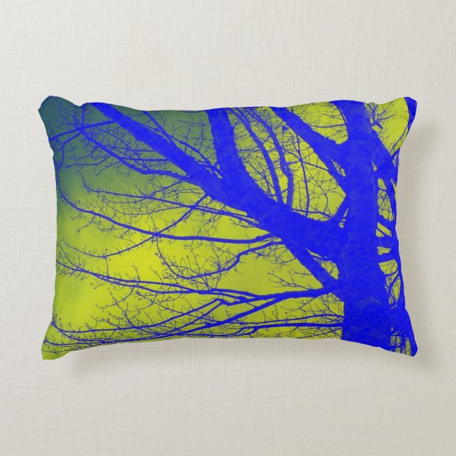 Coussin bleu lumineux d'accent d'abrégé sur arbre (Devant)