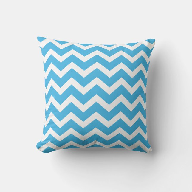 Coussin bleu lumineux de rayure de Chevron (Recto)