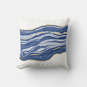 Coussin Bleu Marbre Agate Parties scintillant or