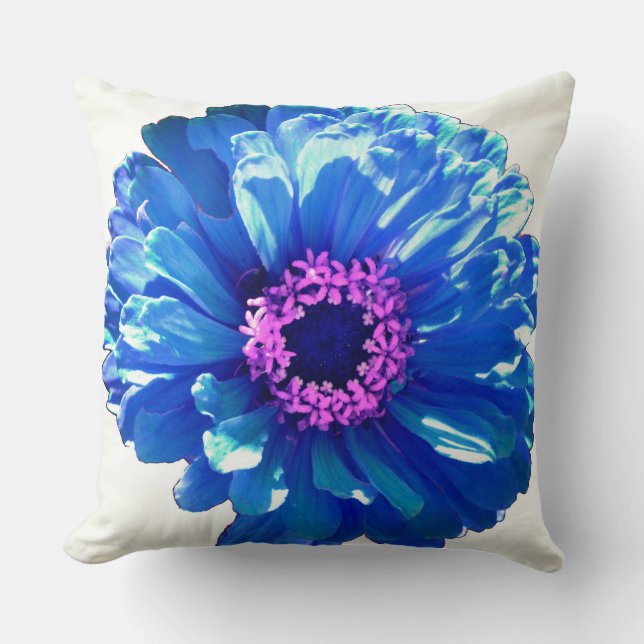 Coussin Bleu marguerite bleu photo florale (Recto)