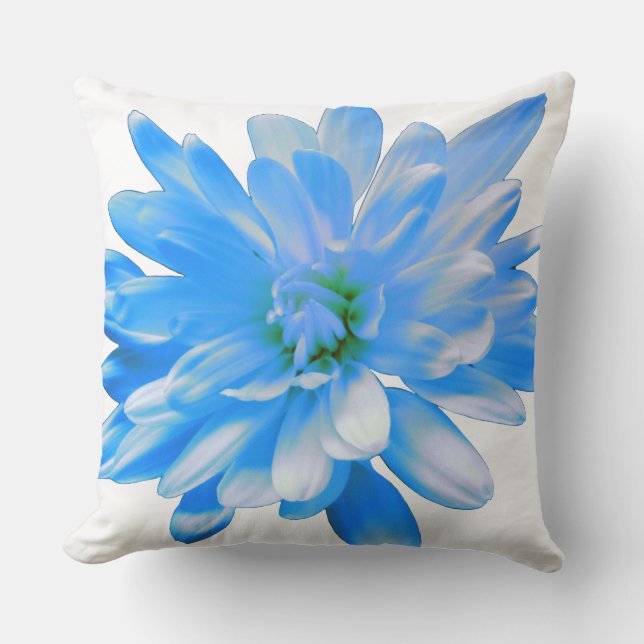 Coussin Bleu marguerite, zinnia, tournesol (Recto)