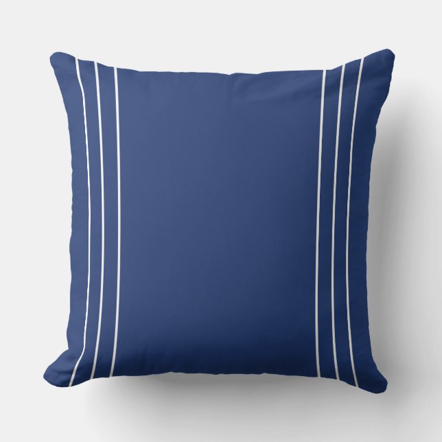 Coussin Bleu marin profond avec fines rayures blanches (Recto)