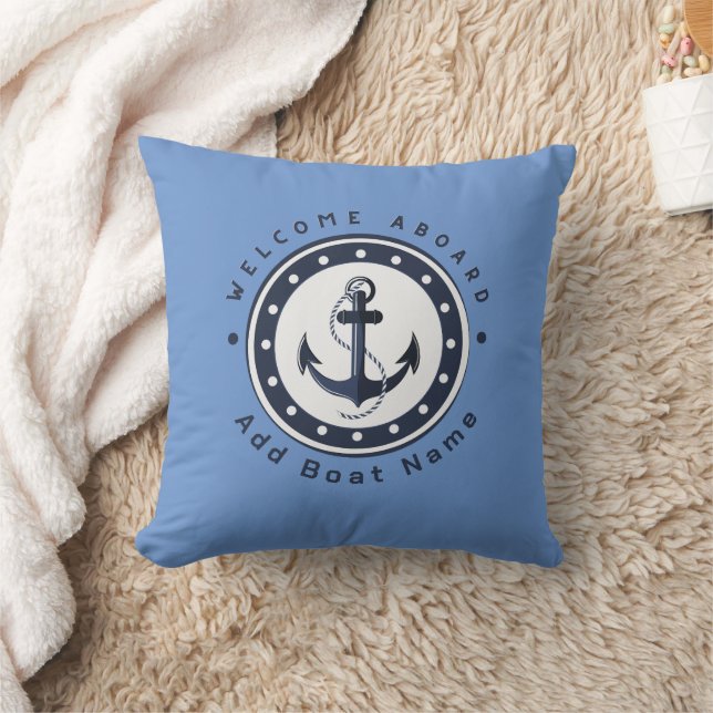 Coussin Bleu Marine Ancre nautique club bateau marina (Couverture)