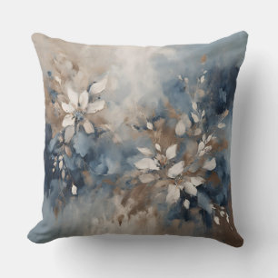 Coussin Bleu marine Bleu clair Brun Floral moderne