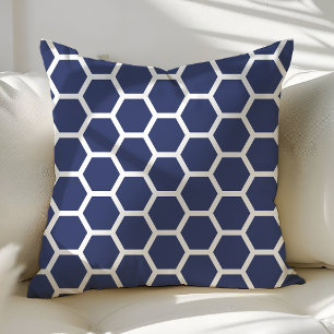 Coussin Bleu marine chic motif en nid d'abeille