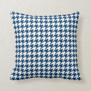 Coussin Bleu marine et blanc de motif de pied-de-poule