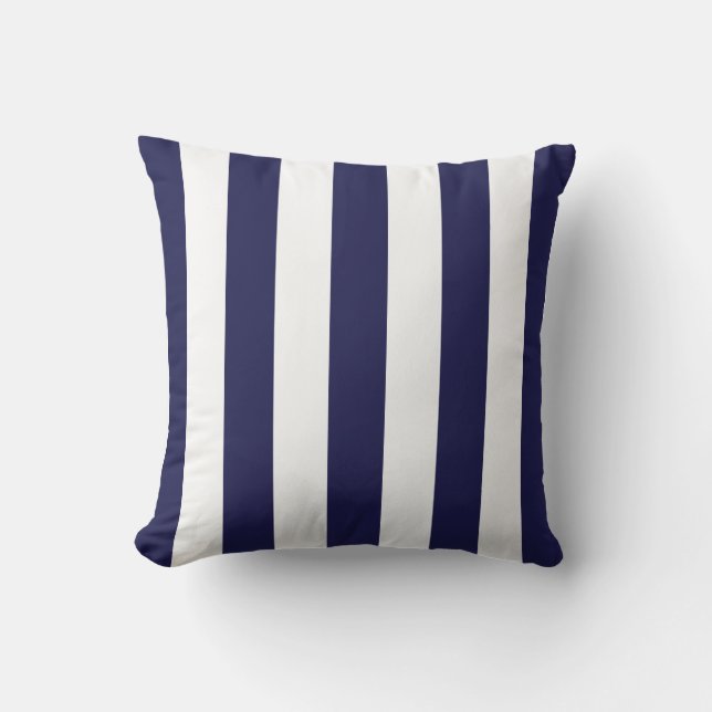 Coussin Bleu marine et blanc motif rayure extra large (Recto)