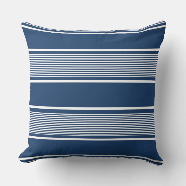Coussin Bleu marine et blanc multiréglé (Recto)
