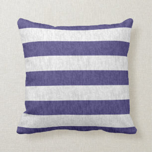 Coussin Bleu marine et blanc rayures nautiques