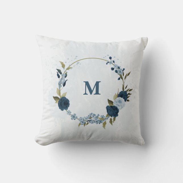 Coussin bleu marine et bleu poussiéreux (Recto)