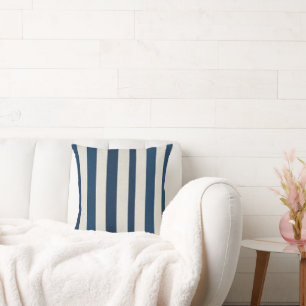 Coussin Bleu marine et crème à rayures verticales sans cou