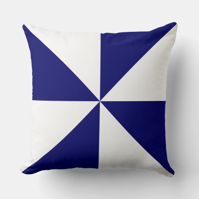 Coussin Bleu marine et pinwheel blanc (Recto)