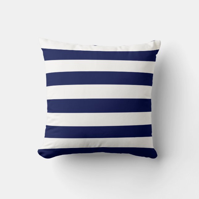 Coussin Bleu marine et rayures blanches (Recto)