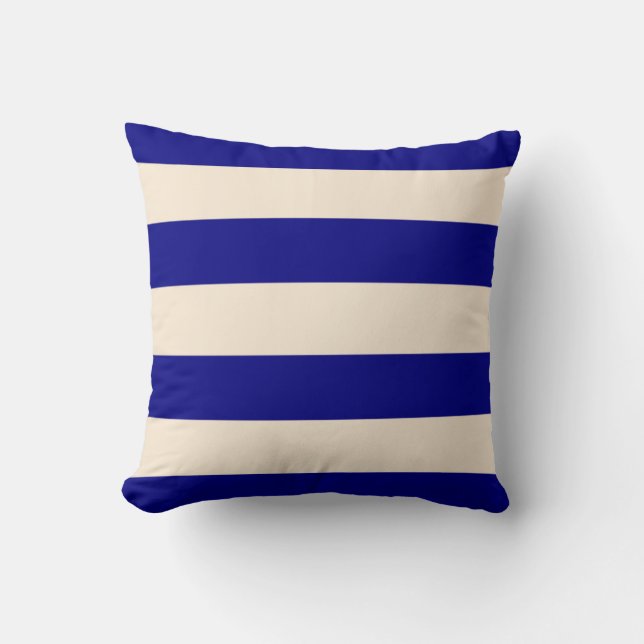 Coussin Bleu marine et rayures blanches antiques (Recto)